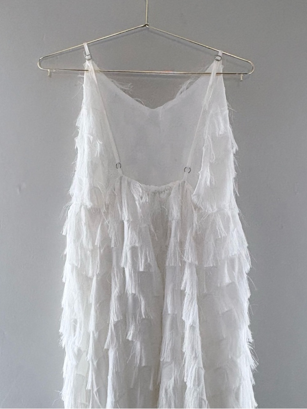 Beautiful White Tassel Fringe Slip Summer Dress - Picture 3 of 3